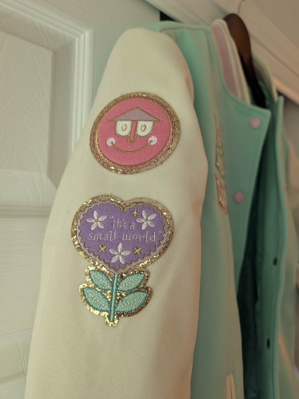 Disney Mint & Cream 'It's a Small World' Stoney clover Varsity Jacket - Picture 4 of 7